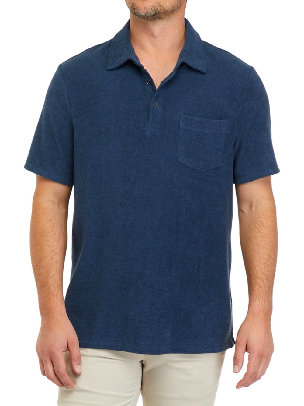 American Rag Cie Watson Men’s M Blue Terry Cloth Polo Shirt Coastal Preppy NWT